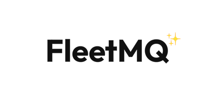 Logotype of FleetMQ with black letters on white background.