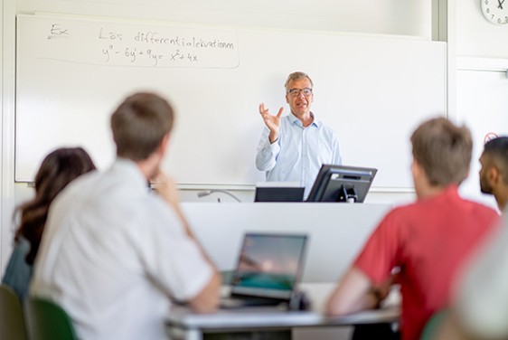 A teacher teaching