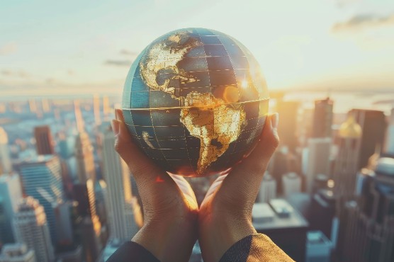 Globe over city