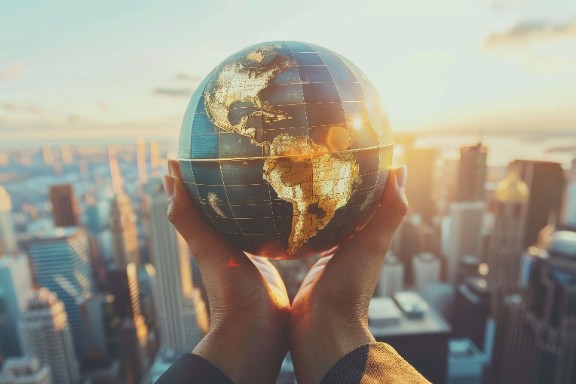 hands holding a globe