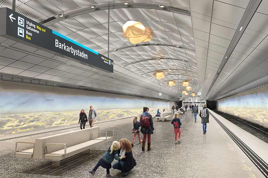 A visualisation of the new Barkarbystaden metro station