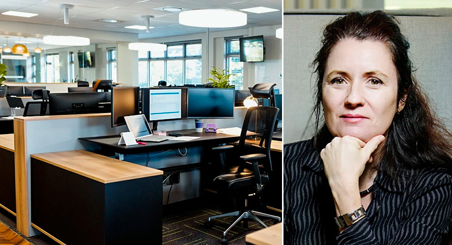 Office and portrait of a woman