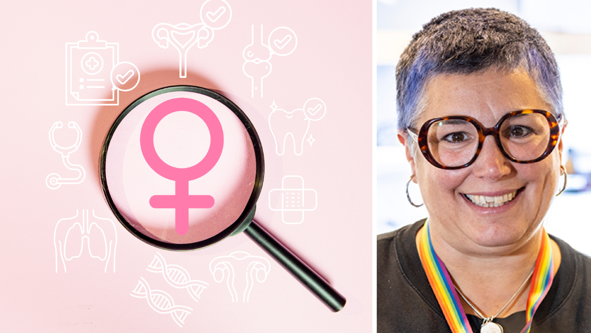 collage of a woman and an illustration