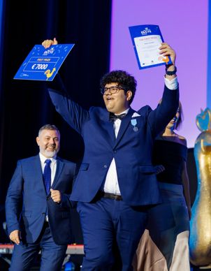 happy man on stage