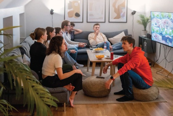 A group in a apartment