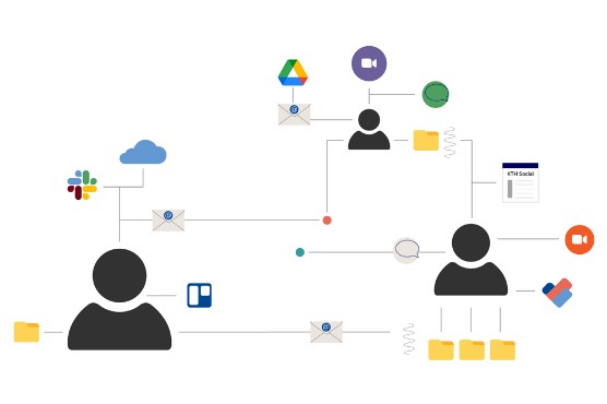Illustration of people using different digital tools