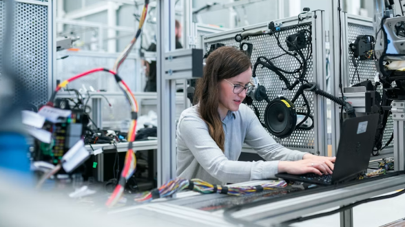 Woman in computer lab