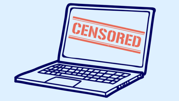 Illustration of laptop with the word Censored written on the screen.