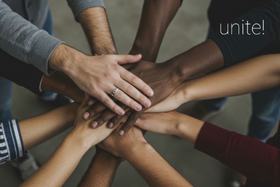 Hands decorative, Unite! logo