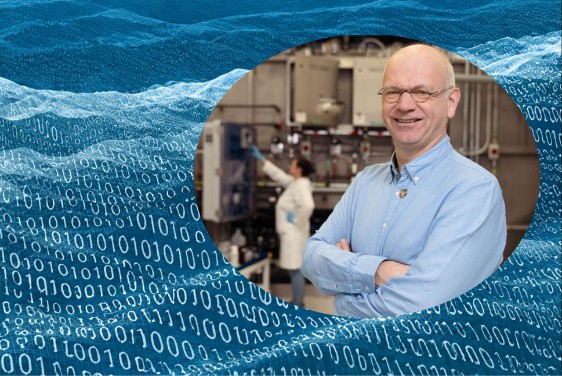Researcher blue background