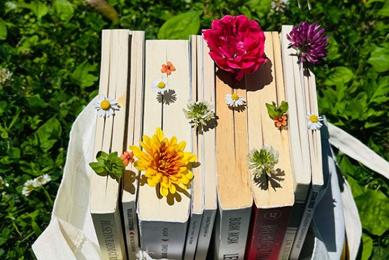 Flowers on books