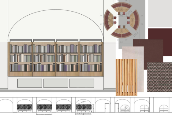 Collage of the details of the visual concept of the renovation.