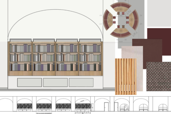 Collage of the details of the visual concept of the renovation.