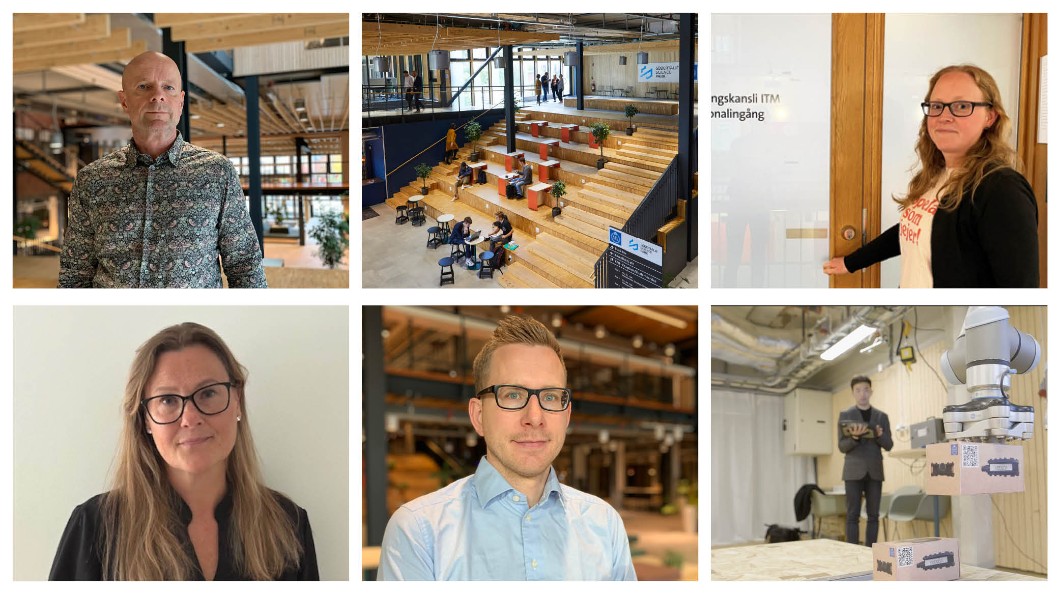 Collage of people at campus Södertälje