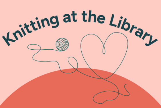 Knitting at the library collage