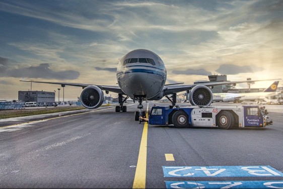 Airplane at airport.