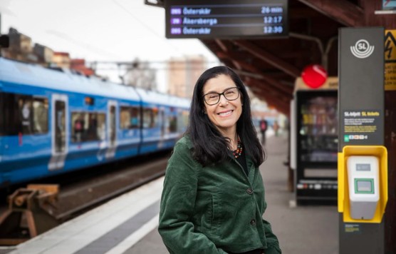 Woman at a Railway platform.