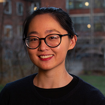 A woman in glasses